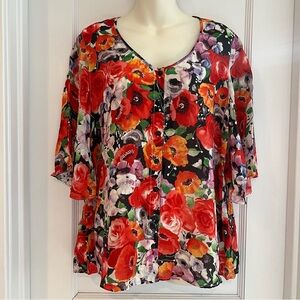 Tianello Rayon Blouse in Print "Royal Bouquet" Women’s Size Medium